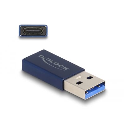 Delock USB 10 Gbps adapter A-típusú USB apa - USB Type-C  aktív anya kék