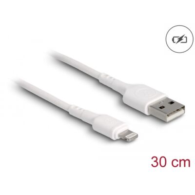 Delock USB töltő kábel iPhone , iPad , iPod  eszközökhöz fehér 30 cm