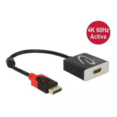 Delock Adapter Displayport 1.2-dugós csatlakozó > HDMI-csatlakozóhüvely 4K 60 Hz aktív