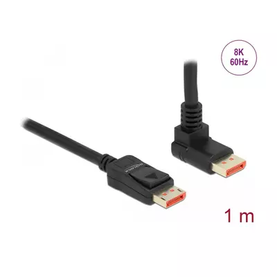 Delock DisplayPort kábel egyenes csatlakozódugóval - csatlakozódugóval 90  ívelt felfelé 8K 60 Hz 1