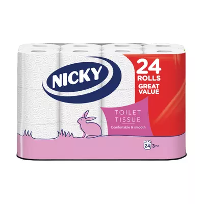 Nicky Great Value toalettpapír 3 rétegű 24 tekercs 95lap