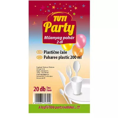 Tuti party műanyag pohár 2db 20db-os kiszerelésben 