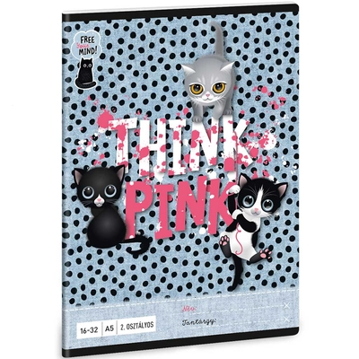 Ars Una: Think Pink cuki cicás 2. osztályos vonalas füzet 32 lapos A/5