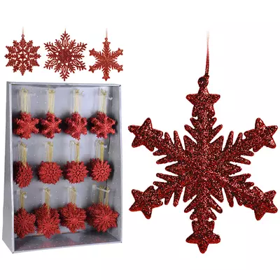 Piros hópehely mintás karácsonyfadísz többféle változatban 10cm CAA650120