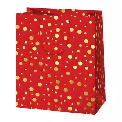 Karácsonyi piros-arany közepes méretű ajándéktáska 18x23x10cm