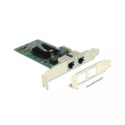 DELOCK PCI-E x1 Bővítőkártya > 2x RJ45 Gigabit LAN i82576