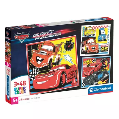 Verdák Villám McQueen és barátai 3x48db-os Supercolor puzzle - Clementoni