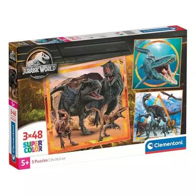 Jurassic World 3x48db-os Supercolor puzzle - Clementoni