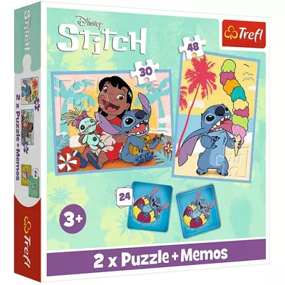 Disney Lilo&Stitch puzzle és memóriakártya 2 az 1-ben szett - Trefl