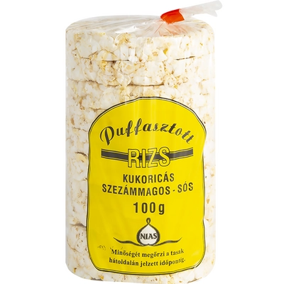 Nias Puffasztott rizs kukoricás-szezámmagos sós 100g