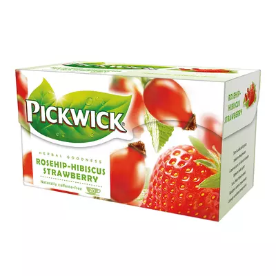 Pickwick Herbal Goodness eperízű csipkebogyó tea hibiszkusszal, eperdarabokkal 50 g