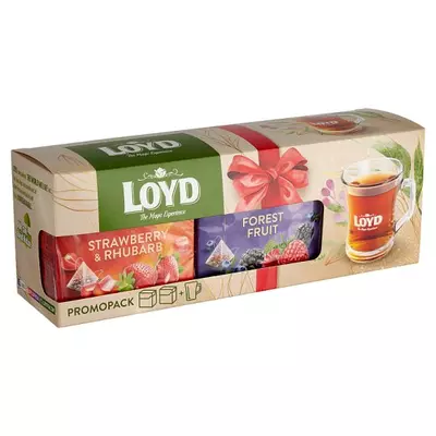 Loyd piramis tea box erdei gyümölcs és eper ízben pohárral 80g