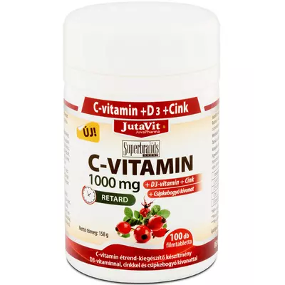 JutaVit C-vitamin 1000 mg + D3 + Cink retard filmtabletta csipkebogyóval 100db