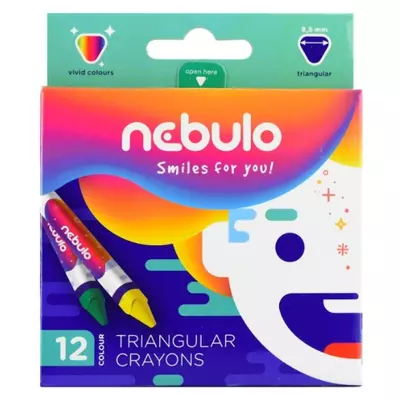 Nebulo: Színes háromszög alakú zsírkréta szett 12db-os