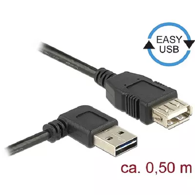 Delock Bővítő kábel EASY-USB 2.0-s A- típusú csatlakozódugó, ívelt bal / jobb > USB 2.0 A-típusú hüv