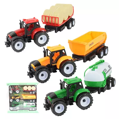 Farmer Truck: Három részes farmer traktor szett utánfutóval 28cm