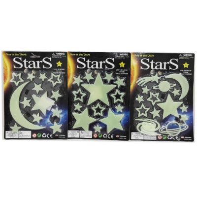 Sötétben világító hold és csillagok háromféle változatban 1db