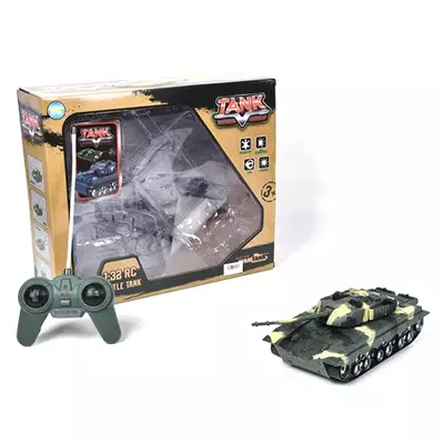 Távirányítós RC terepmintás tank fénnyel 1/32 27MHz