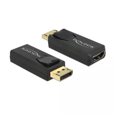 Delock Adapter Displayport 1.2-dugós csatlakozó > HDMI-csatlakozóhüvely 4K aktív, aranyozott, fekete