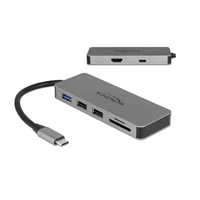 Delock USB Type-C dokkoló állomás mobil eszközökhöz 4K - HDMI / Hub / SD / PD 2.0