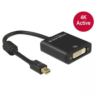 Delock Adapter mini Displayport 1.2-dugós csatlakozó > DVI-csatlakozóhüvely 4K aktív, fekete