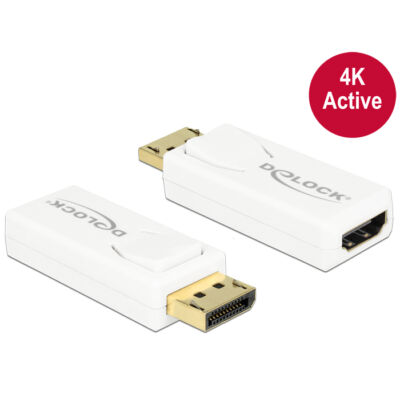 Delock Adapter Displayport 1.2-dugós csatlakozó > HDMI-csatlakozóhüvely 4K aktív, fehér