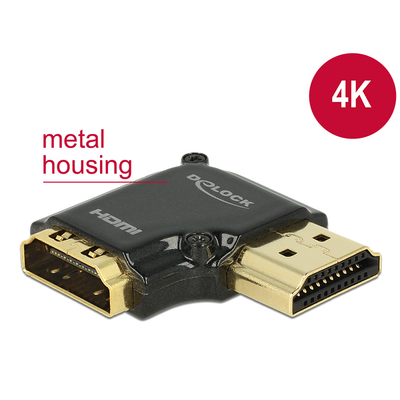 Delock adapter Gyors-sebességű HDMI Ethernettel - HDMI-A anya > HDMI-A apa 4K 90 fokos jobbra fekete