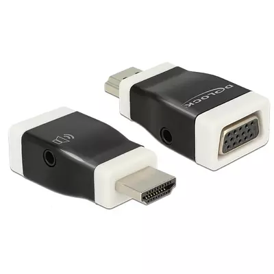 Delock Adapter HDMI-A dugó > VGA hüvely audióval, fekete-fehér