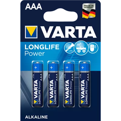 Varta Longlife Power Alkáli elem mikro AAA 1.5V 4 db-os kiszerelésben LR03