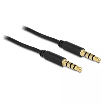 Delock sztereó kábel 3.5 mm 4 pin csatlakozó > csatlakozó, 5 m, fekete