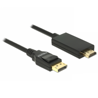 Delock Kábel Displayport 1.2 dugó > High Speed HDMI-A dugó passzív 4K 2 m fekete
