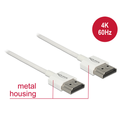 Delock HDMI-kábel Ethernettel - HDMI-A-csatlakozódugó > HDMI-A-csatlakozódugó, 3D, 4K,0,25 m, vékony