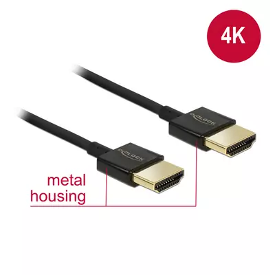 Delock Nagysebességű HDMI-kábel Ethernettel - HDMI-A > HDMI-A, 3D, 4K, 0,5 m, vékony, prémium