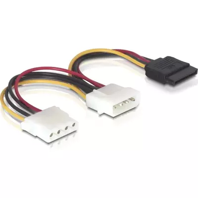 Delock 15 tűs SATA HDD  2 db 4 tűs Molex (apa/anya) hálózati kábel, 16,5 cm