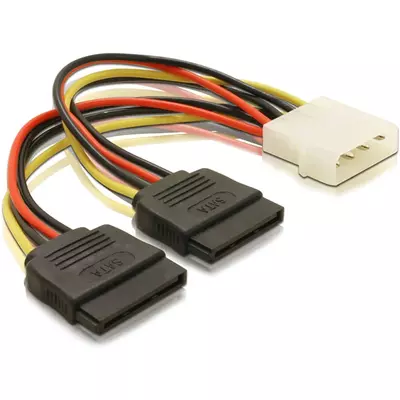 Delock 2 db 15 tűs SATA HDD  4 tűs apa (Molex) hálózati kábel, 16 cm