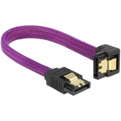 Delock SATA cable 6 Gb/s 10 cm down / straight metal purple Premium