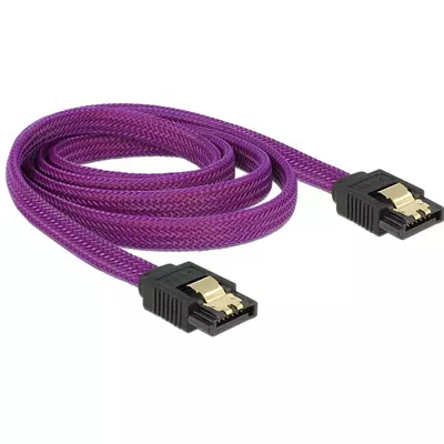 Delock SATA cable 6 Gb/s 100 cm straight / straight metal purple Premium