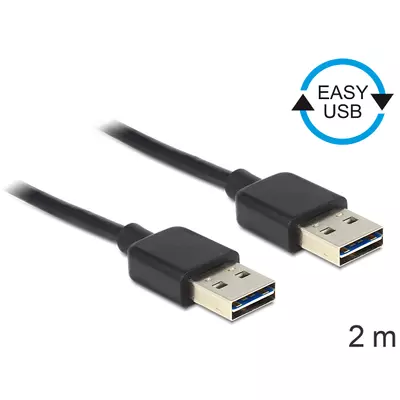 Delock Kábel, EASY-USB 2.0-s A-típusú csatlakozódugó > EASY-USB 2.0-s A-típusú csatlakozódugó, 2 m,