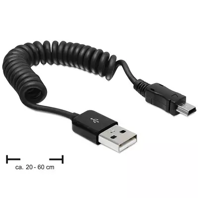 Delock USB 2.0-A anya > USB mini apa spirál kábel