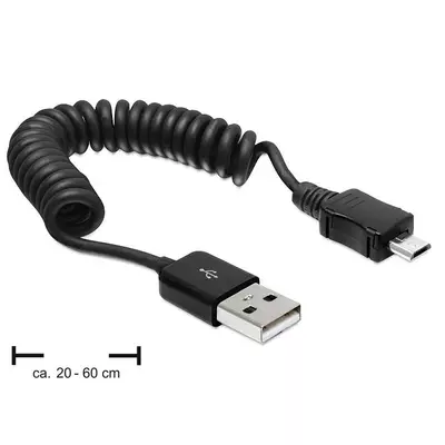 Delock USB 2.0-A male > Micro USB-B apa, spirál kábel