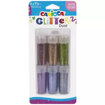 Carioca: Glitter Dust 6db-os csillámpor szett tégelyben - Pasztell színek