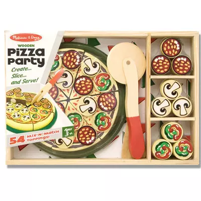 Sütés-főzés pizza party fa játék szett - Melissa & Doug