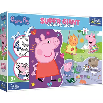 Peppa malac Super Giant kétoldalas 3 az 1-ben puzzle 15db-os - Trefl