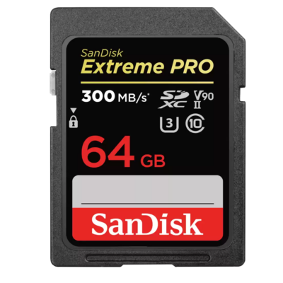 Sandisk sdxc extreme pro kártya 64gb, 300mb/s, uhs-ii, cl10 10, u3, v90 (121505)