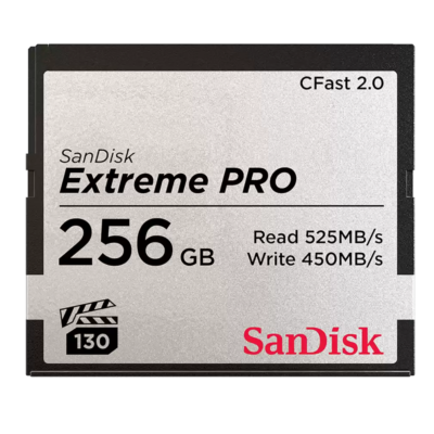 Sandisk cfast 2.0 extreme pro kártya 256gb, 525mb/s, vpg130 (173445)