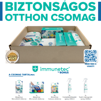 Bonus Eco Safe Home Pack immunetec takarítószer csomag tisztítószerekkel és takarító eszközökkel