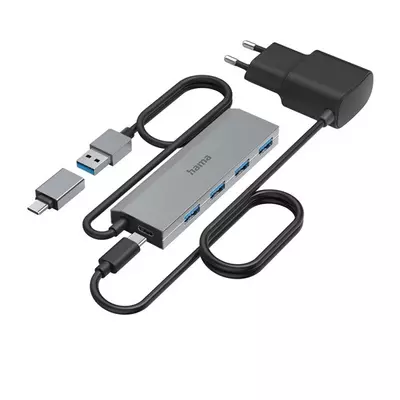 Hama FIC usb 3.2 gen1 hub 1:4 port + 1type-c 5gb/s (+usb type-c otg) (200138)