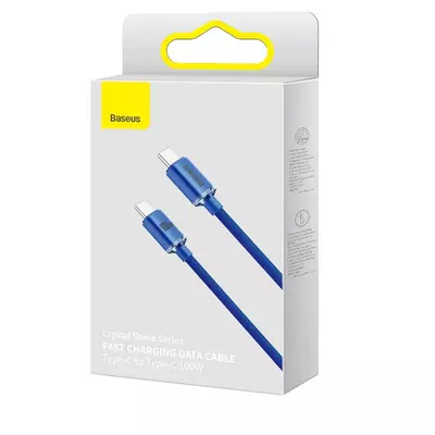 Baseus Crystal Shine Series CAJY000603 USB-C - USB-C gyorstöltő kábel, 100 W, 1.2m, kék