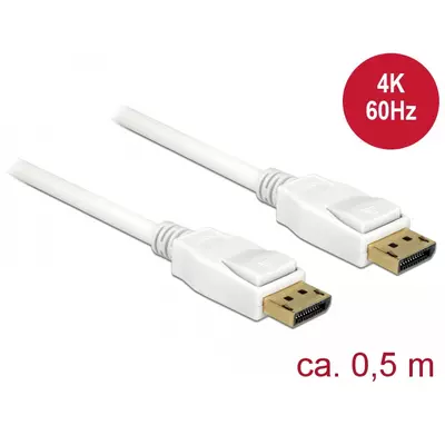 Delock Kábel Displayport 1.2 dugó > Displayport dugó 4K 60 Hz 0,5 m