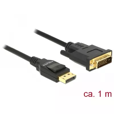 Delock Kábel Displayport 1.2 dugó > DVI 24+1 dugó passzív 1 m fekete